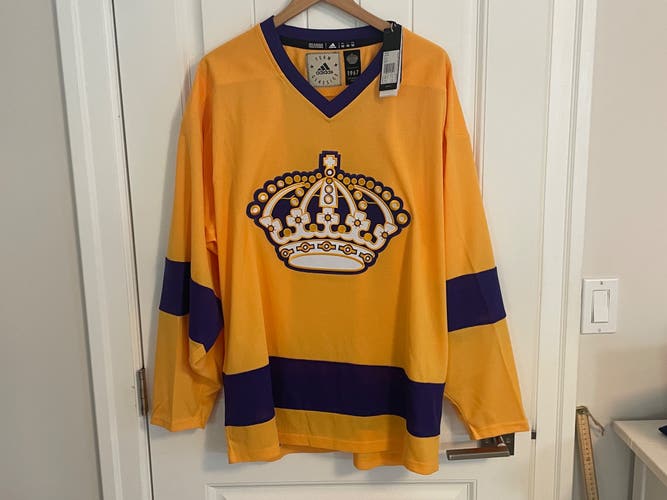 BNWT Authentic Adidas LA Kings Team Classic 1967 Gold Jersey Size 52 Large NEW