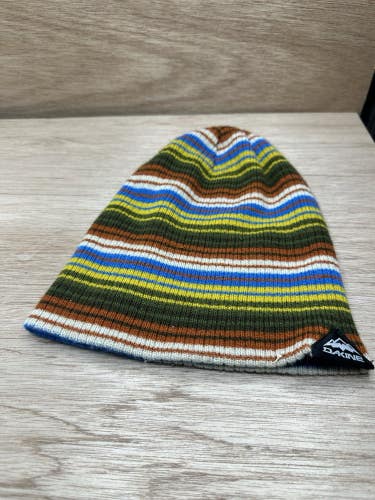 Vintage Rainbow Stripe Winter Beanie Hat Unisex Ski Multicolor