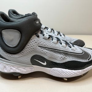Size 13 Nike Alpha Huarache Elite 4 Mid Wolf Grey Baseball Cleats Metal
