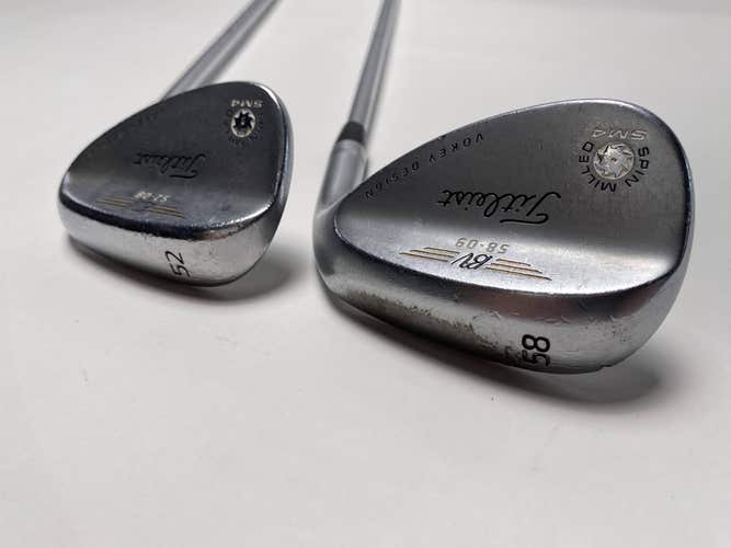 Titleist Vokey Spin Milled SM4 Chrome Wedge Set 52* 8 | 58* 9 Wedge Mens RH