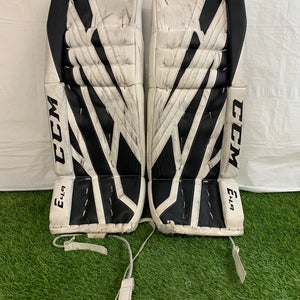 White 30" Intermediate CCM Extreme Flex E4.9 Goalie Leg Pads (Used)