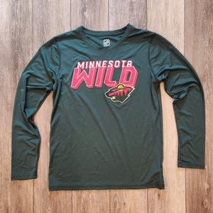 Minnesota Wild Long Sleeve DryFit Green Boys Large Shirt Ice Hockey (Used)