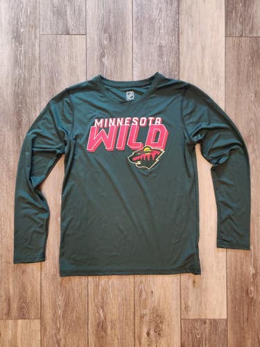 Minnesota Wild Long Sleeve DryFit Green Boys Large Shirt Ice Hockey (Used)