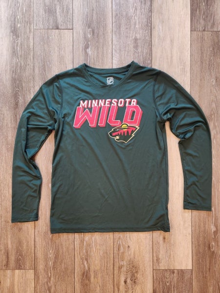 Minnesota Wild Long Sleeve DryFit Green Boys Large Shirt Ice Hockey (Used)