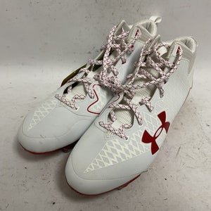 Used Under Armour 3091995-106 Adult FB Cleats White And Red Senior 14 11855-S000188390