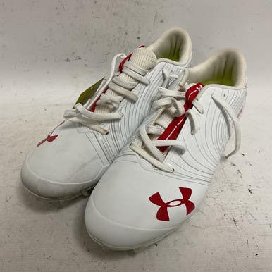 Used Under Armour Nitro 3021067-109 Adult FB Cleats White And Red Senior 11.5 11855-S000188381