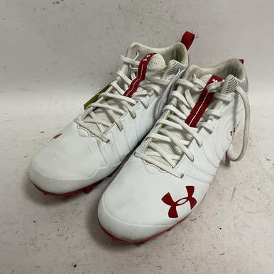 Used Under Armour Nitro 3021066-123 Adult FB Cleats White And Red Senior 12 11855-S000188380