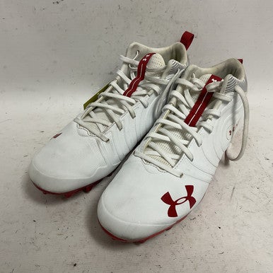 Used Under Armour Nitro 3021066-123 Adult FB Cleats White And Red Senior 12 11855-S000188380