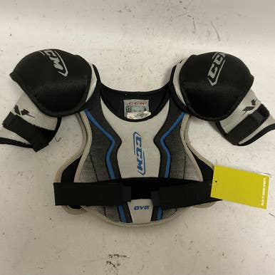 Used CCM OVE Youth Shoulder Pads Black And Carolina Blue MD 11855-S000188376