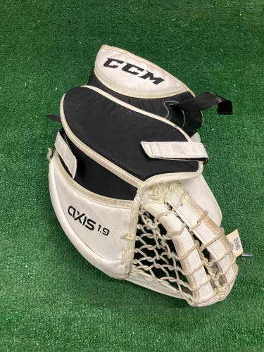 White Senior CCM Axis 1.9 Goalie Gloves & Blockers Full Right (Used)