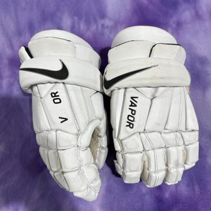 White Nike Vapor Lacrosse Gloves 10" (Used)