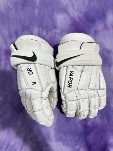 White Nike Vapor Lacrosse Gloves 10" (Used)