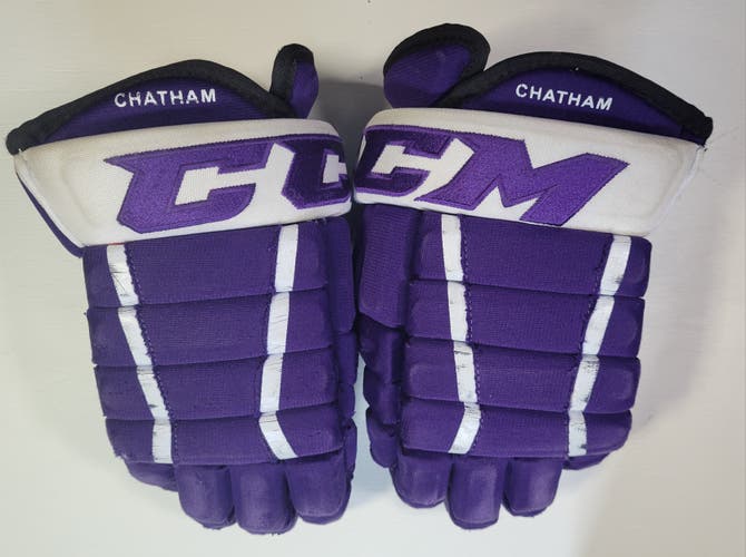 CCM HG 4PC Hockey Gloves – 14" Purple/White – Chatham Univ. Team Stock