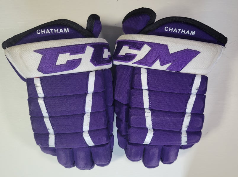 CCM HG 4PC Hockey Gloves – 14" Purple/White – Chatham Univ. Team Stock