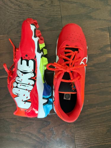 Red Kid's Size M 5.5 (W 6.5) Youth Nike Low Top Alpha Huarache Elite 4 Molded Cleats (New)