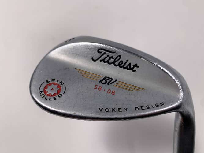 Titleist Vokey Spin Milled CC Chrome Lob Wedge LW 58* 8 Wedge Steel Mens RH