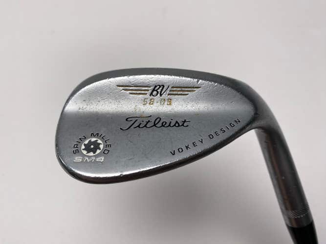 Titleist Vokey Spin Milled SM4 Chrome Lob Wedge LW 58* 9 Bounce Wedge Steel RH