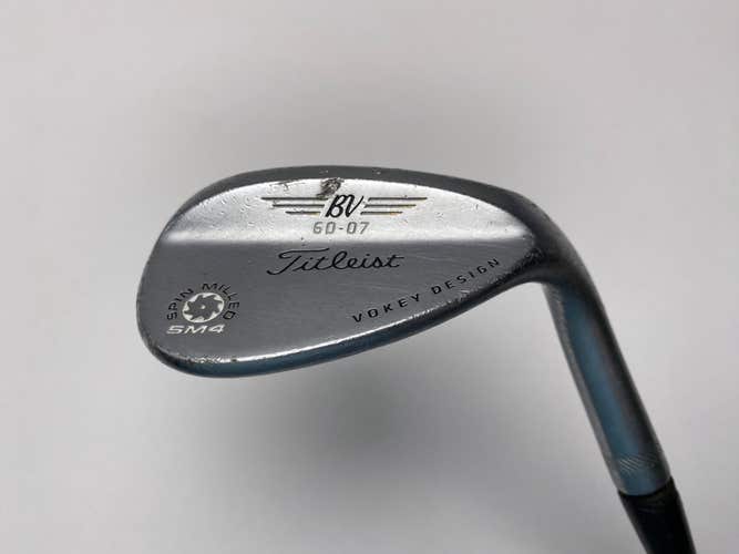 Titleist Vokey Spin Milled SM4 Chrome 60* 7 Bounce Wedge Steel Mens RH
