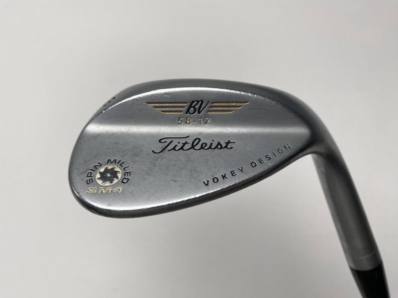 Titleist Vokey Spin Milled SM4 Chrome 58* 12 Bounce Wedge Steel Mens RH
