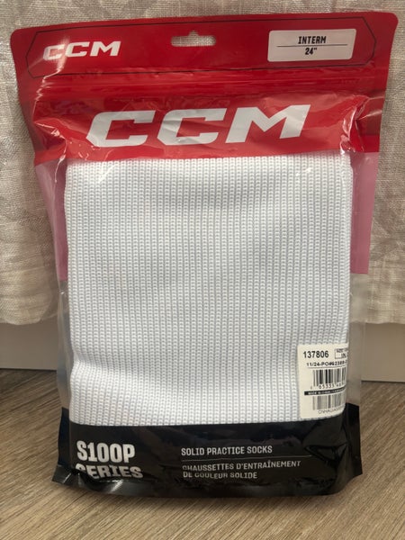 White Intermediate Large CCM Socks (New)
