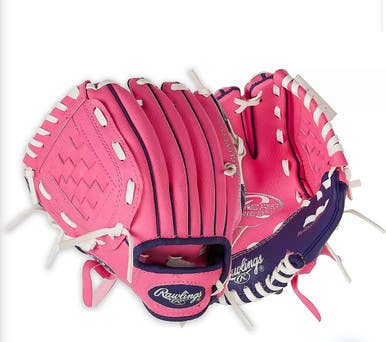 New RAWLINGS PINK/PURPLE TBALL GLOVE W/BALL 11834-RAWPL91PP-120