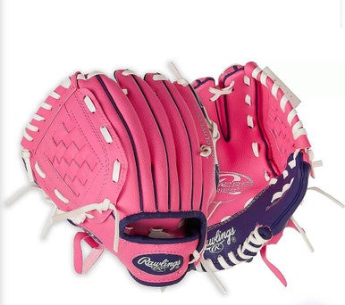 New RAWLINGS PINK/PURPLE TBALL GLOVE W/BALL 11834-RAWPL91PP-120
