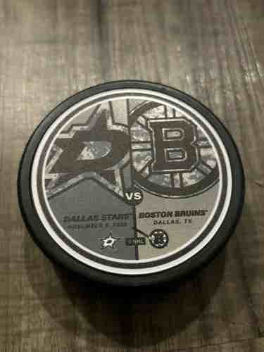 Dallas Stars vs Boston Bruins Military Appreciation Night Hockey Puck