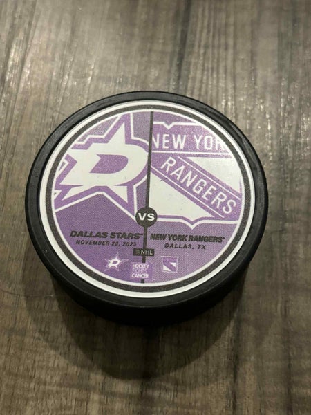 Dallas Stars vs New York Rangers Hockey Fights Cancer Hockey Puck