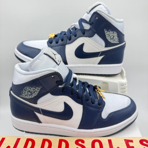 Nike Air Jordan 1 Mid SE Football Grey Midnight Navy FZ8777-044 Women’s Sz 8.5 New