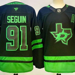 Dallas Stars 91 Tyler Seguin Black Ice Hockey Jersey Size 52