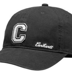 Carhartt Cap Women's Black White Canvas C Patch Cotton Curved Visor Hat BYB68