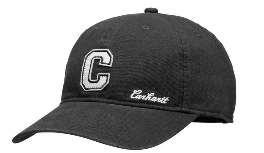 Carhartt Cap Women's Black White Canvas C Patch Cotton Curved Visor Hat BYB68