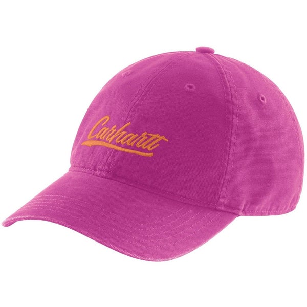 Carhartt Cap Women's Magenta Agate Script Graphic Canvas Curved Visor Hat BYB67