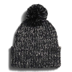 The North Face Cozy Chunky Beanie Women's Black Cable Knit Cuffed Cap BYB74