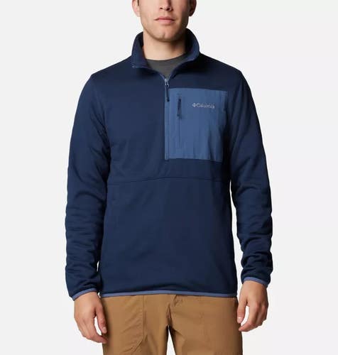 Columbia Hike Half Zip II Jacket Men's S Navy Fleece Long Sleeve Pullover BYB77