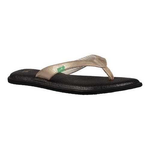 Sanuk Yoga Chakra Sandals Womens US 8 Champagne Metallic Slip-On Flip Flop BYB63