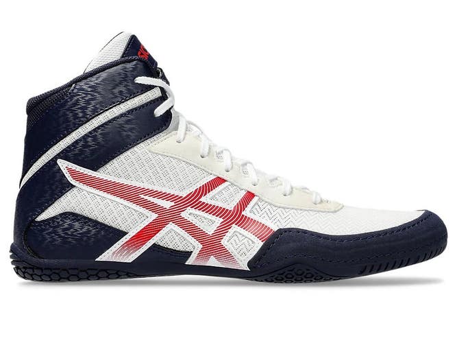 Asics Matcontrol 3 1081A053-101 Men's US 9.5 White Navy Wrestling Shoes FL3950