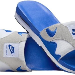 Nike Air Max 1 FJ4007-100 Sandals Men's US 13 White Royal Suede Slide FL3912