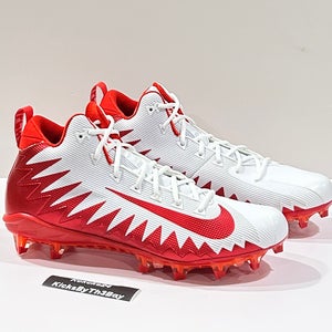 Nike Alpha Menace Pro Mid Football Cleats White Red Size 14 Mens 871451-168