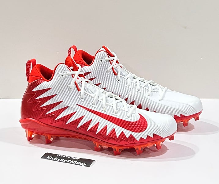 Nike Alpha Menace Pro Mid Football Cleats White Red Size 14 Mens 871451-168