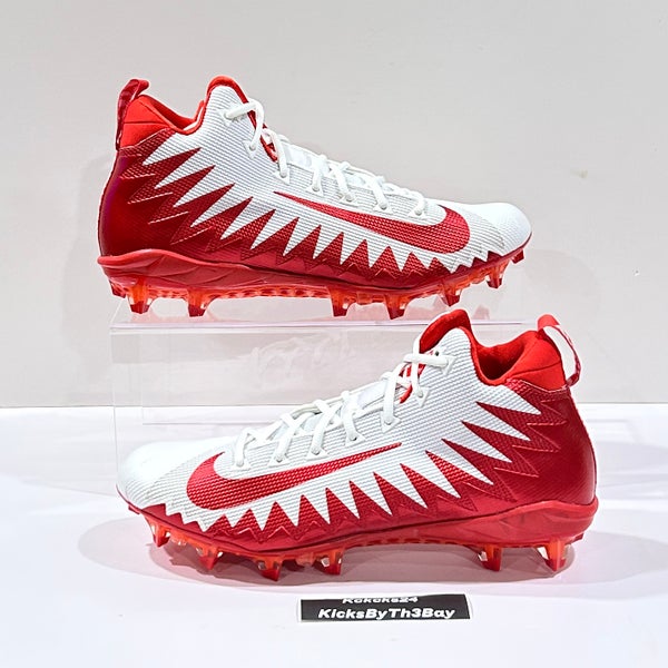Nike Alpha Menace Pro Mid Football Cleats White Red Size 12 Mens 871451-168