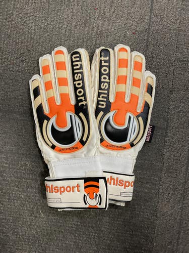 Used UHLSPORT GOALIE GLOVE Soccer Goalie Gloves White 6 11614-S000217958