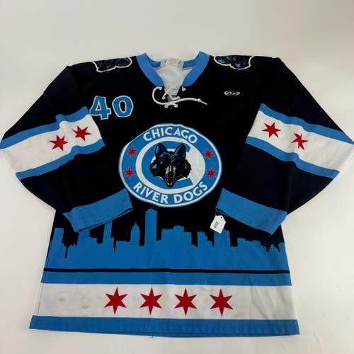 Used Black Chicago River Dogs Game Jersey | Senior Small | B593
