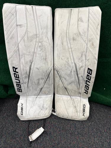 White Bauer GSX (2023 Model) Goalie Leg Pads (Used) | Junior Medium (28+)