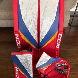 WHL Pro Stock CCM Axis XF Goalie Pads, Glove, & Blocker Set - 35+1