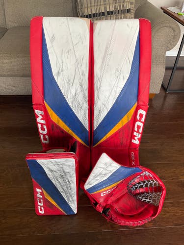 WHL Pro Stock CCM Axis XF Goalie Pads, Glove, & Blocker Set - 35+1