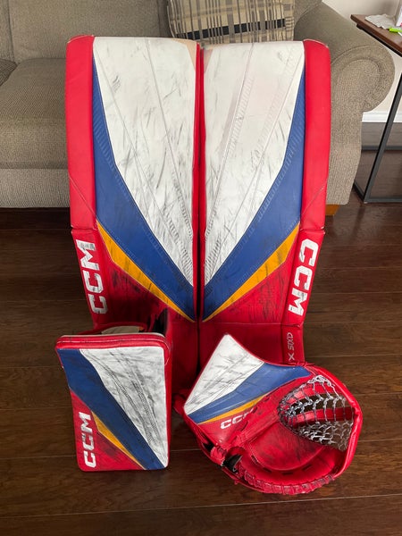 WHL Pro Stock CCM Axis XF Goalie Pads, Glove, & Blocker Set - 35+1