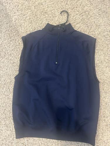 Footjoy Vest Pullover Size Large 1/4 Zip Blue Golf Sleeveless Performance