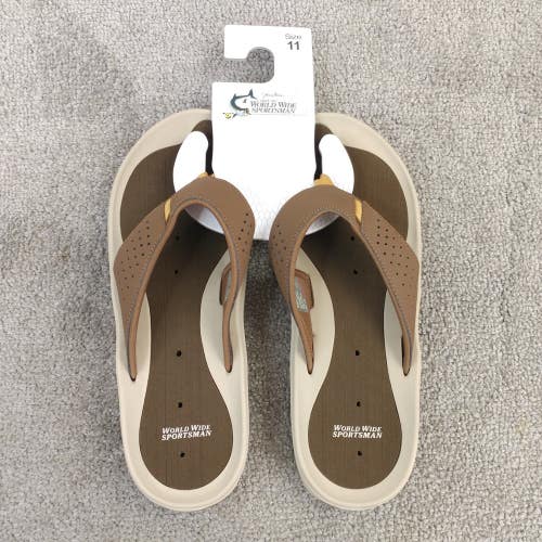 Worldwide Sportsman Sandals Mens Size 11 Shoes Thong Flip Flops Long Key Brown