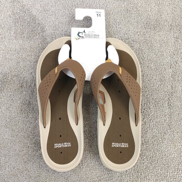 Worldwide Sportsman Sandals Mens Size 11 Shoes Thong Flip Flops Long Key Brown